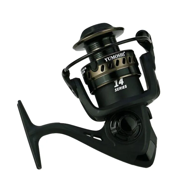 YUMOSHI LS2000 Metal Head Fishing Reel Sea Rod Spinning Reel(Folding Swing Arm Hard Rubber Grip)